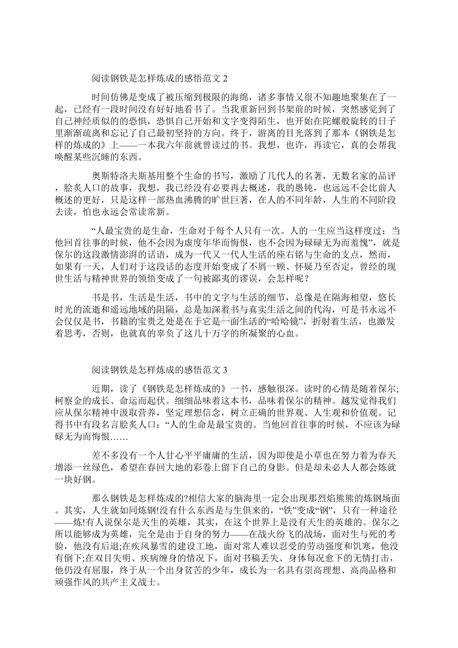 阅读钢铁是怎样炼成的感悟范文.docx_第2页