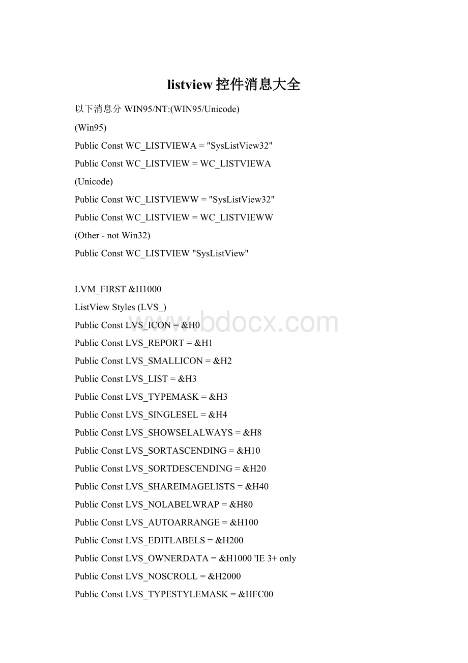 listview控件消息大全.docx_第1页