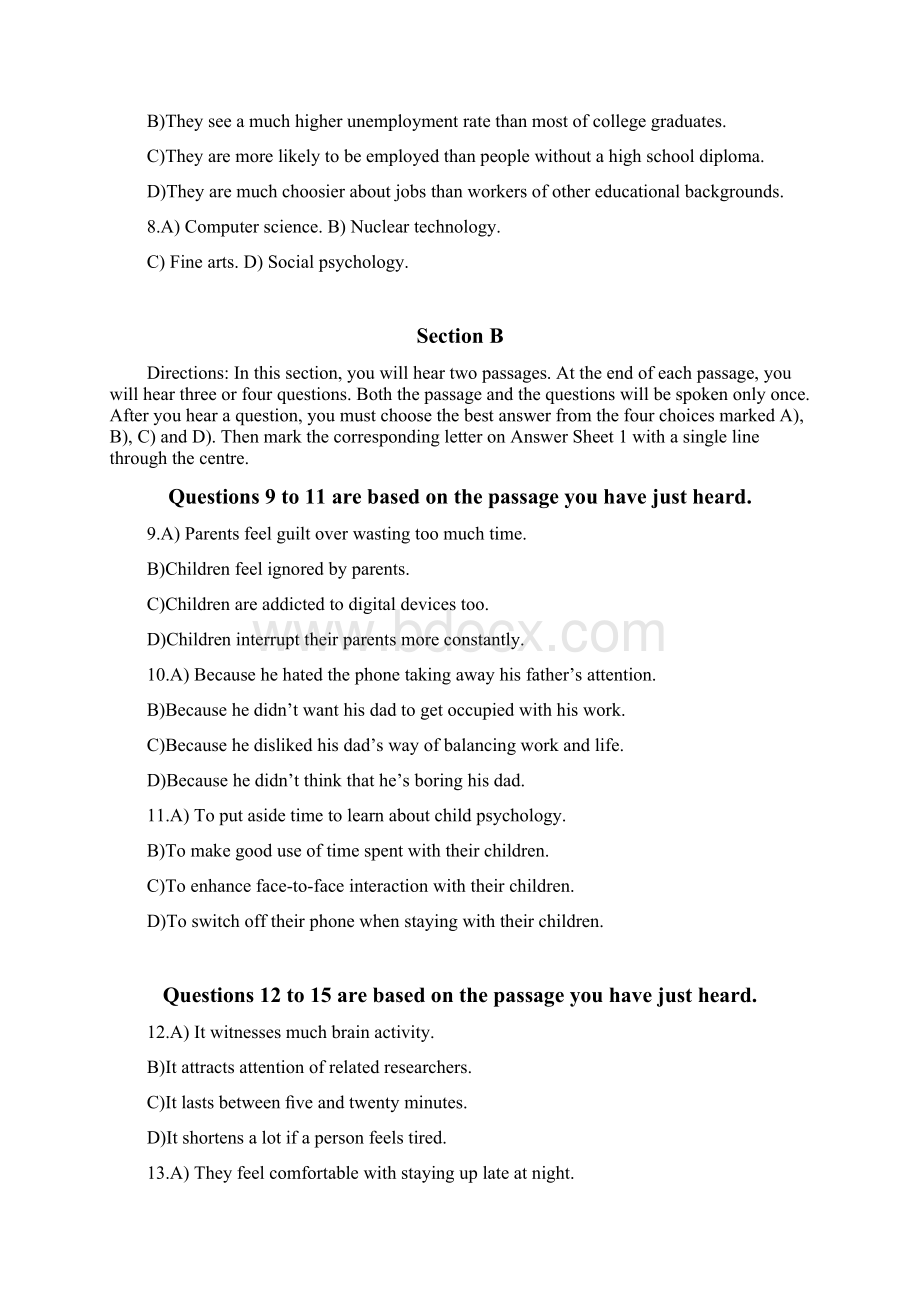 六级大 学 英 语 六 级 模 拟 考 试Word文档下载推荐.docx_第3页