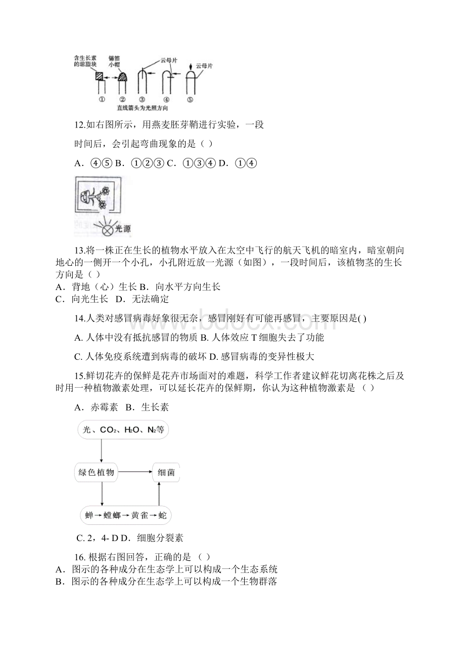 人教版高一生物必修三期末测试.docx_第3页