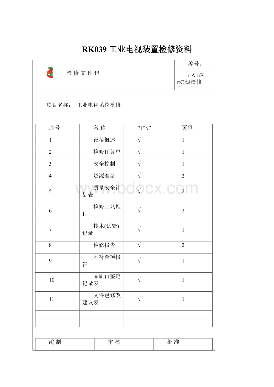 RK039 工业电视装置检修资料.docx