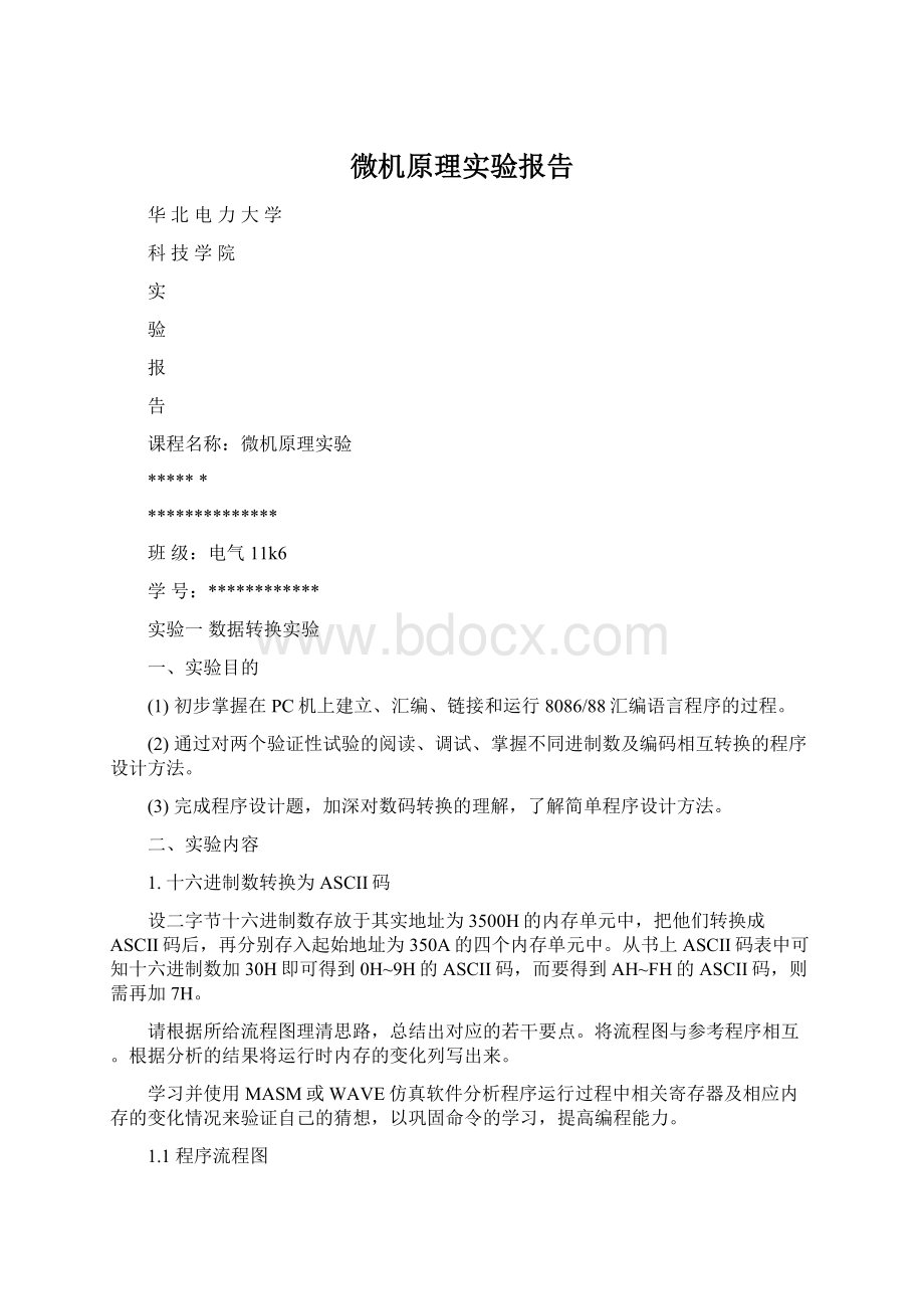 微机原理实验报告Word格式文档下载.docx_第1页