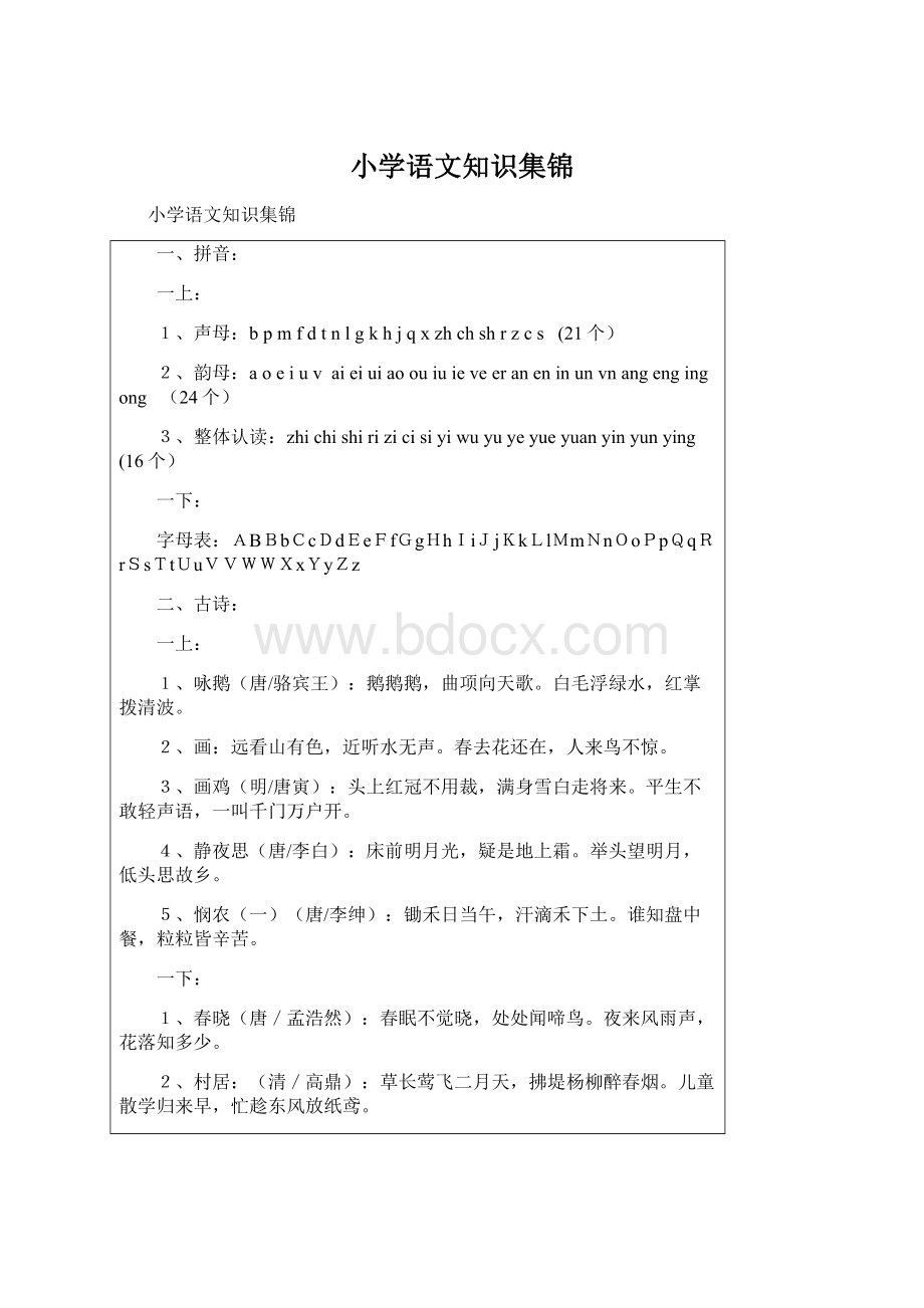 小学语文知识集锦Word格式文档下载.docx_第1页