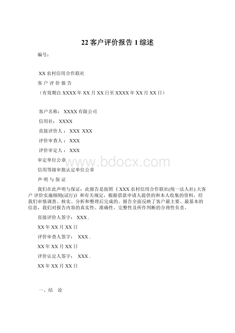 22客户评价报告1综述Word文档下载推荐.docx