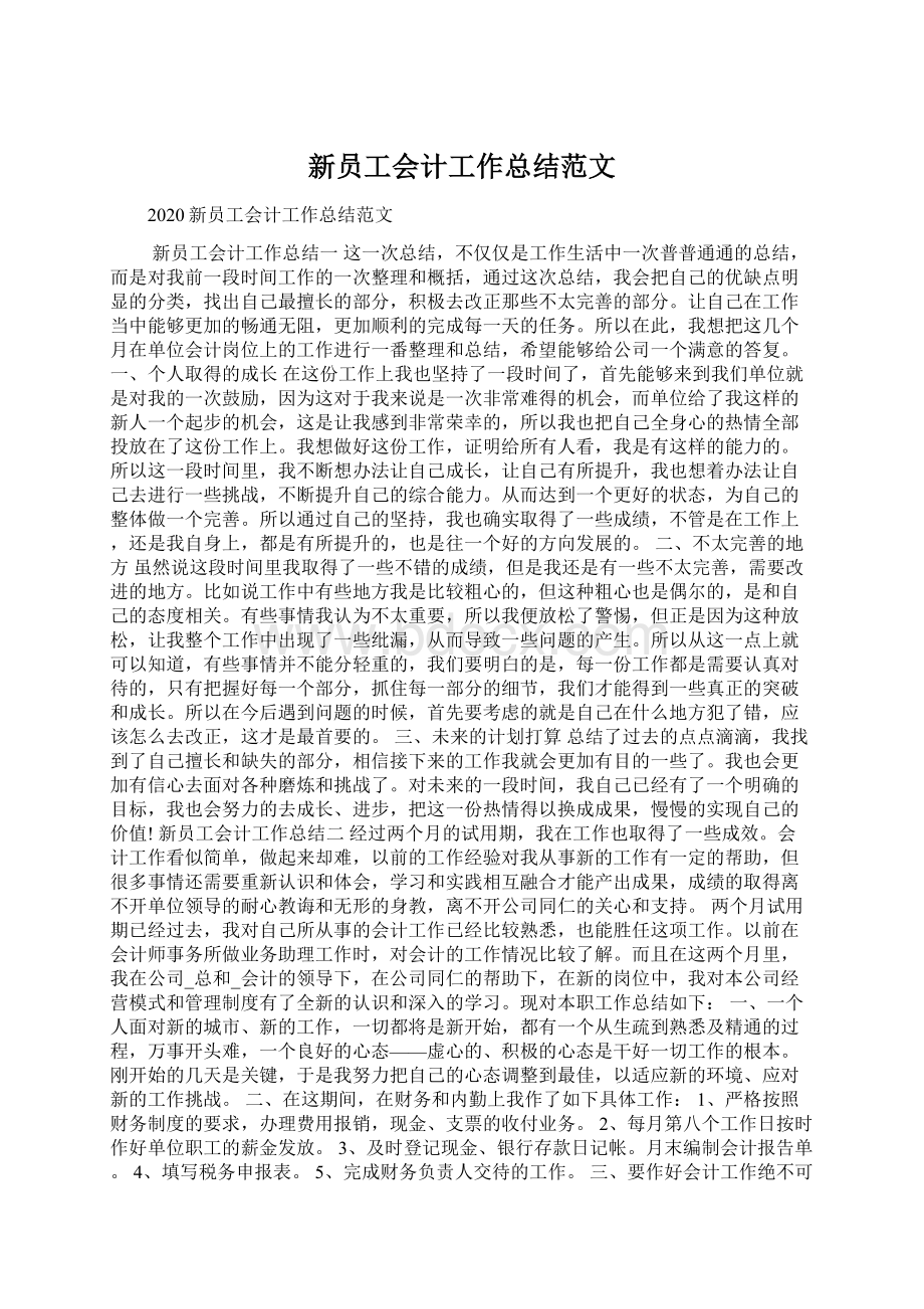 新员工会计工作总结范文.docx_第1页