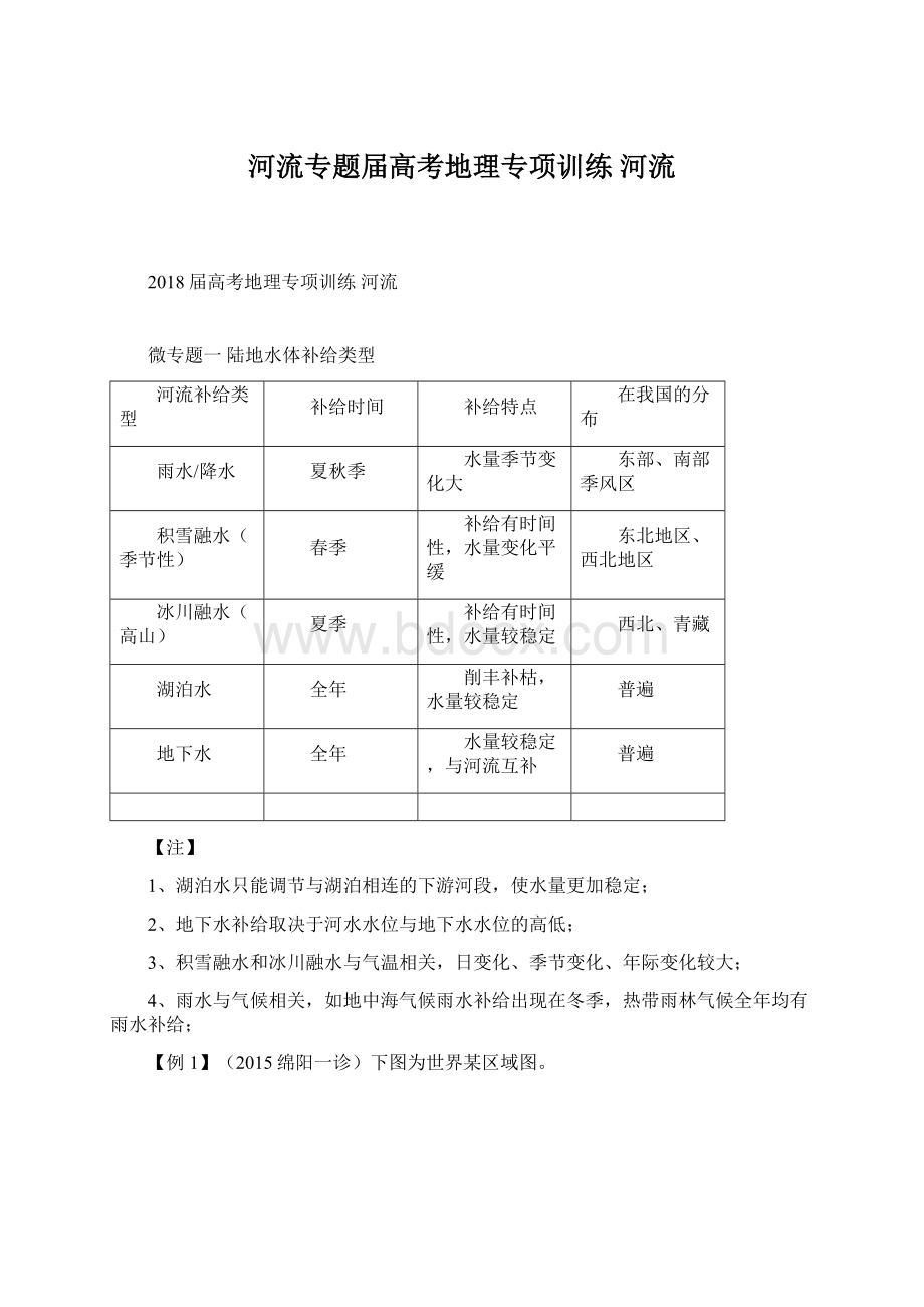 河流专题届高考地理专项训练河流Word格式.docx_第1页