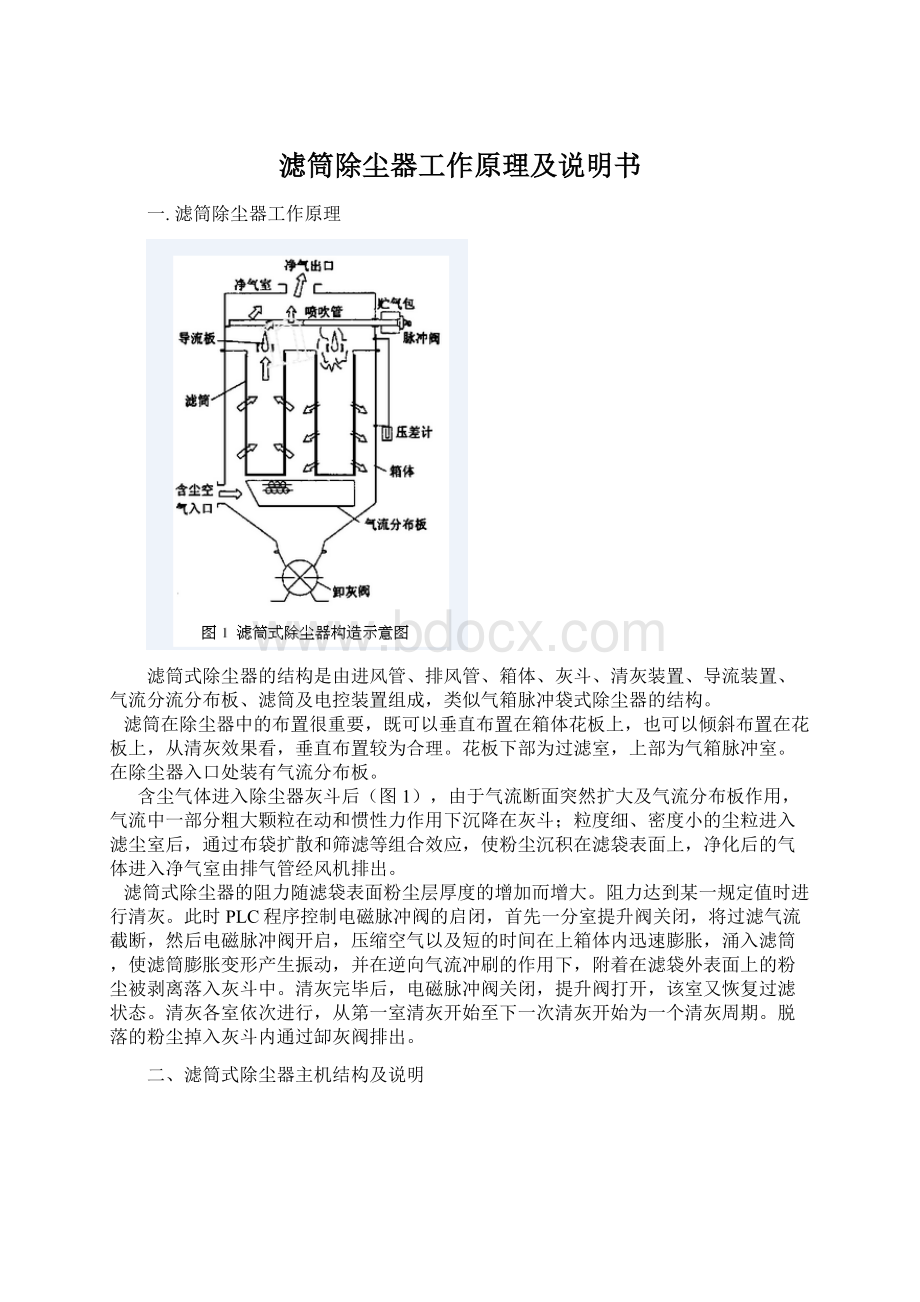 滤筒除尘器工作原理及说明书.docx