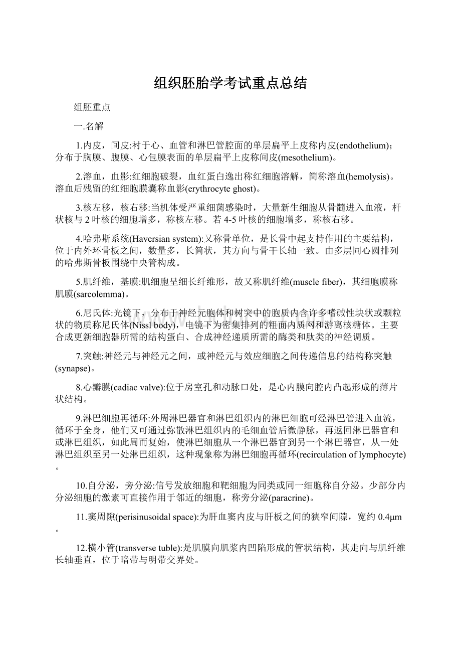 组织胚胎学考试重点总结Word文档格式.docx_第1页