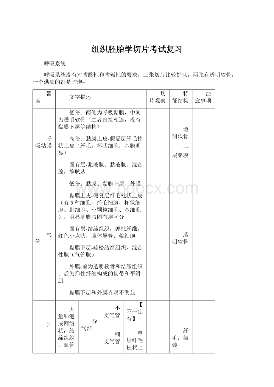 组织胚胎学切片考试复习.docx_第1页