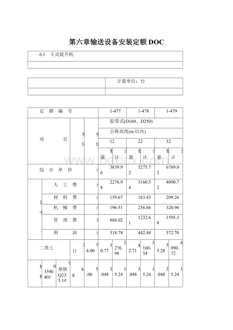 第六章输送设备安装定额DOC.docx_第1页