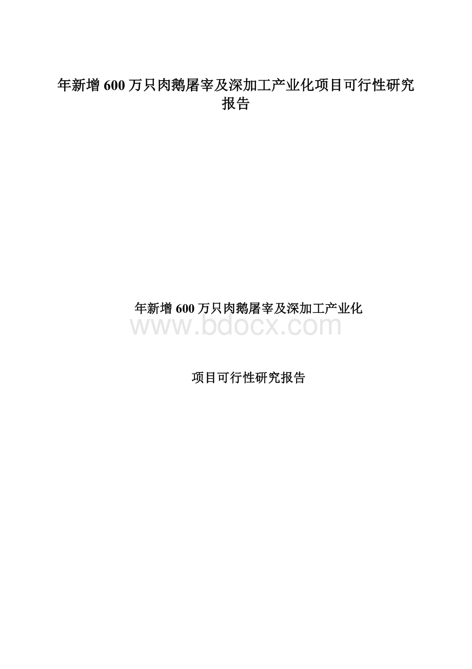 年新增600万只肉鹅屠宰及深加工产业化项目可行性研究报告Word文档下载推荐.docx