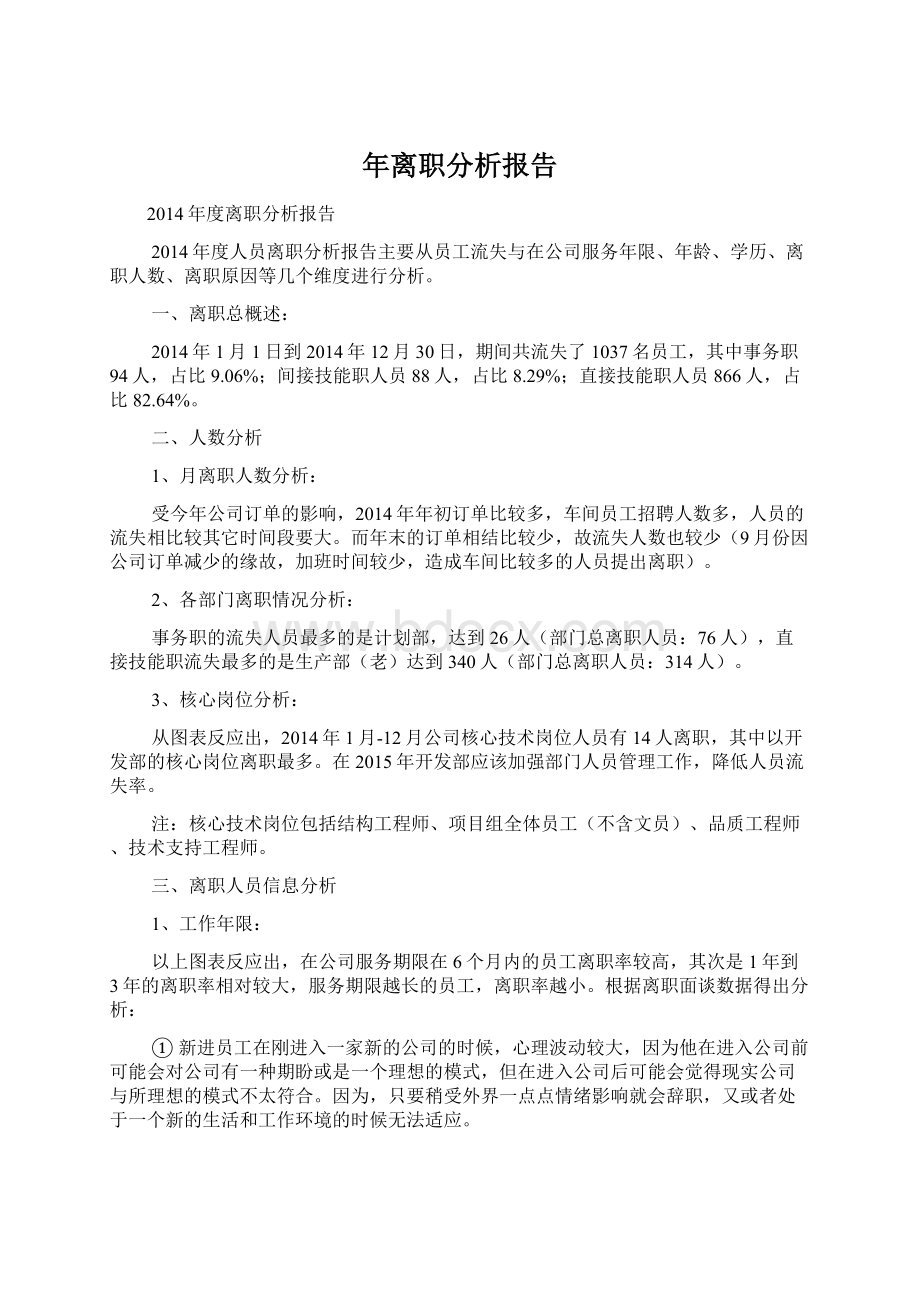 年离职分析报告Word格式文档下载.docx_第1页