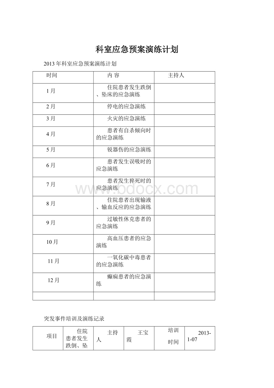 科室应急预案演练计划.docx