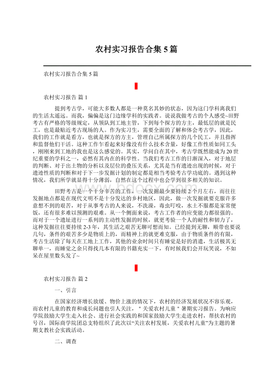 农村实习报告合集5篇文档格式.docx_第1页