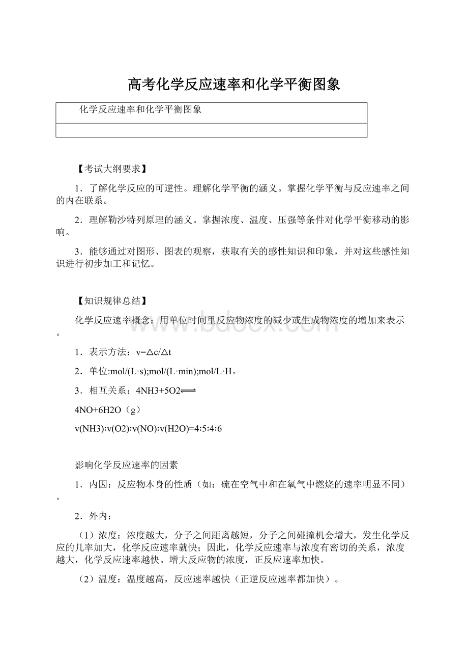 高考化学反应速率和化学平衡图象Word文档下载推荐.docx_第1页