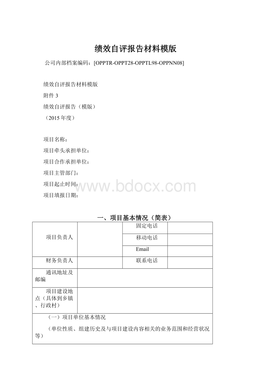 绩效自评报告材料模版Word文档下载推荐.docx