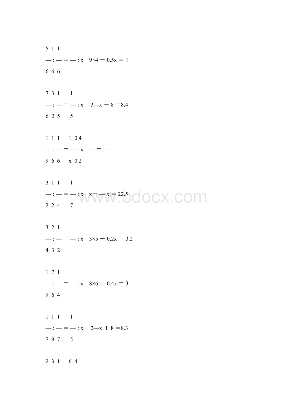 小学六年级数学毕业复习解方程专项训练 22Word文件下载.docx_第2页