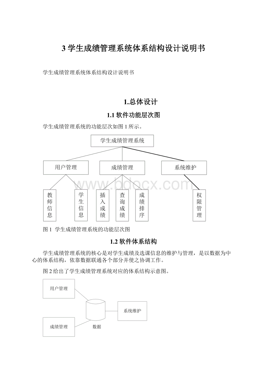 3学生成绩管理系统体系结构设计说明书Word格式文档下载.docx