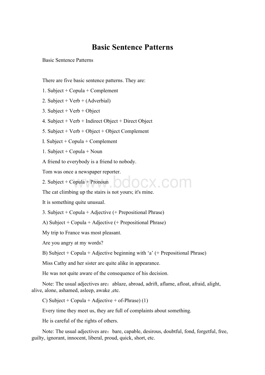 Basic Sentence Patterns文档格式.docx_第1页