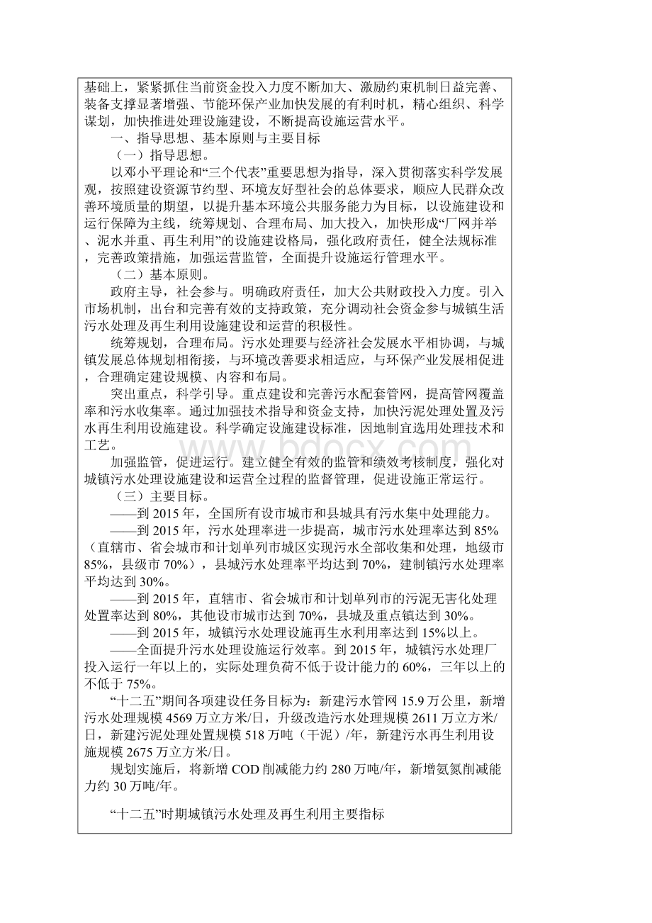 十二五全国城镇污水处理及再生利用设施建设规划文档格式.docx_第2页