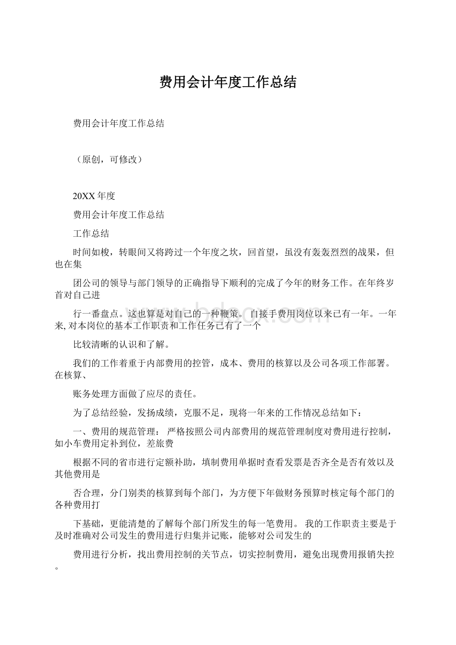 费用会计年度工作总结Word文档格式.docx