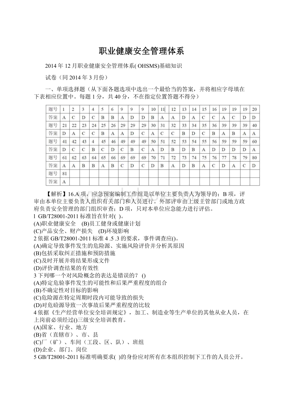 职业健康安全管理体系Word格式.docx