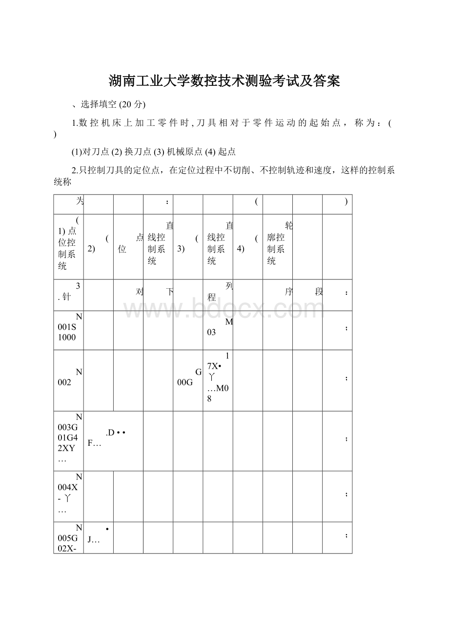 湖南工业大学数控技术测验考试及答案Word文档格式.docx_第1页