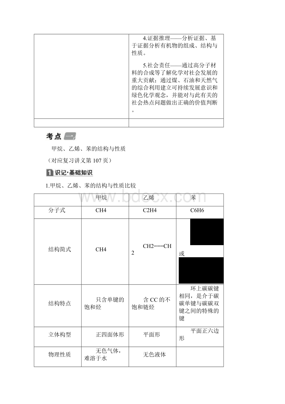 《名师导学》高考新课标化学一轮讲义第9章第一节甲烷乙烯苯煤和石油的综合利用Word下载.docx_第2页