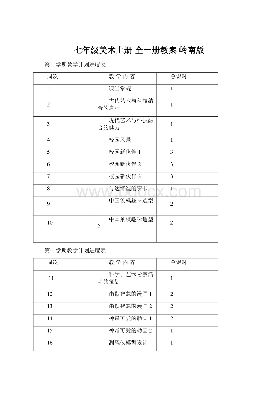 七年级美术上册 全一册教案 岭南版Word文件下载.docx