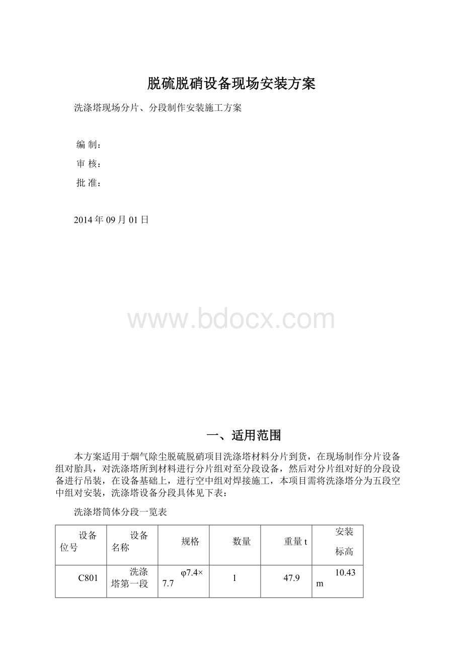 脱硫脱硝设备现场安装方案文档格式.docx