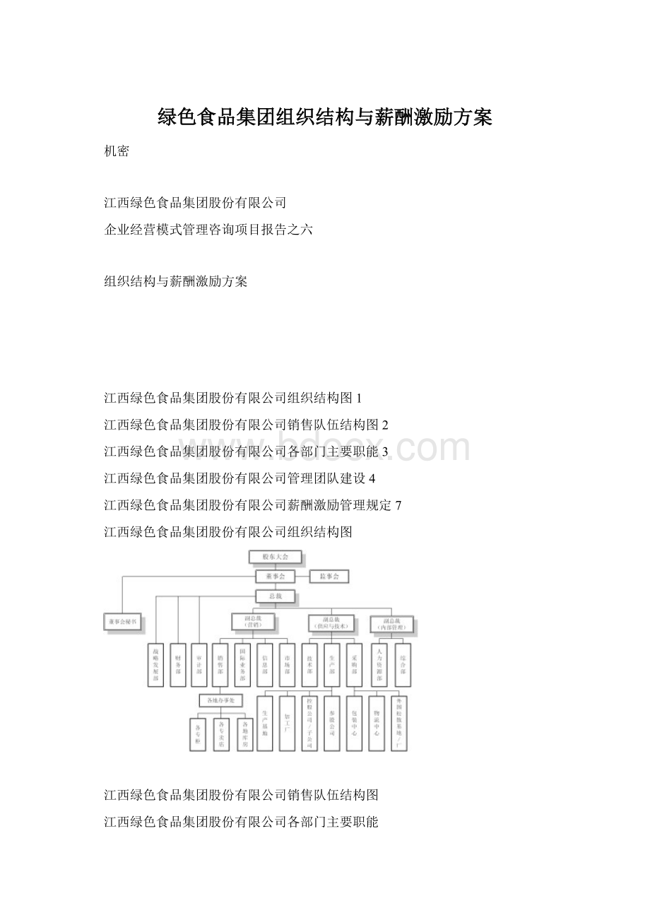 绿色食品集团组织结构与薪酬激励方案.docx