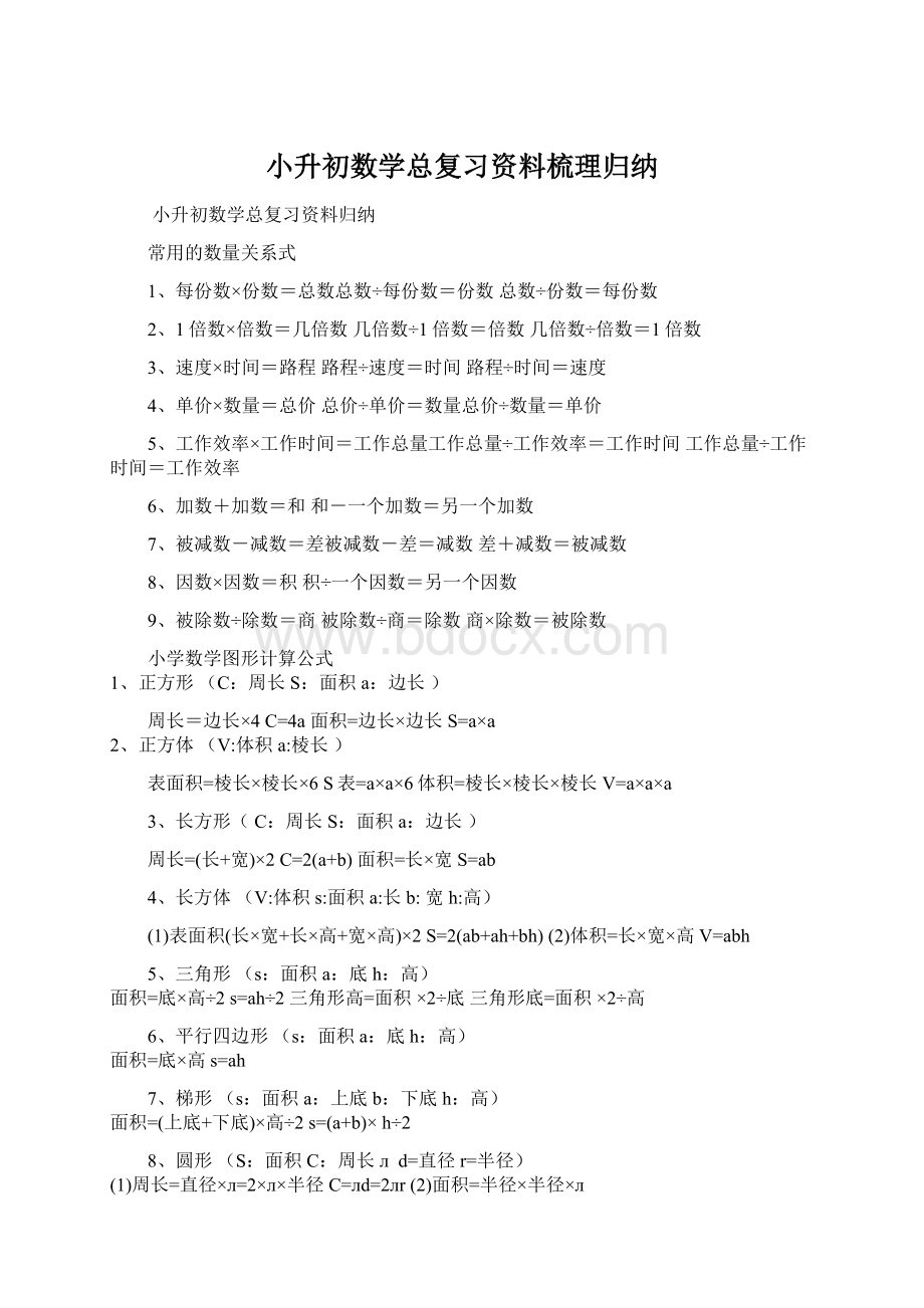 小升初数学总复习资料梳理归纳.docx_第1页