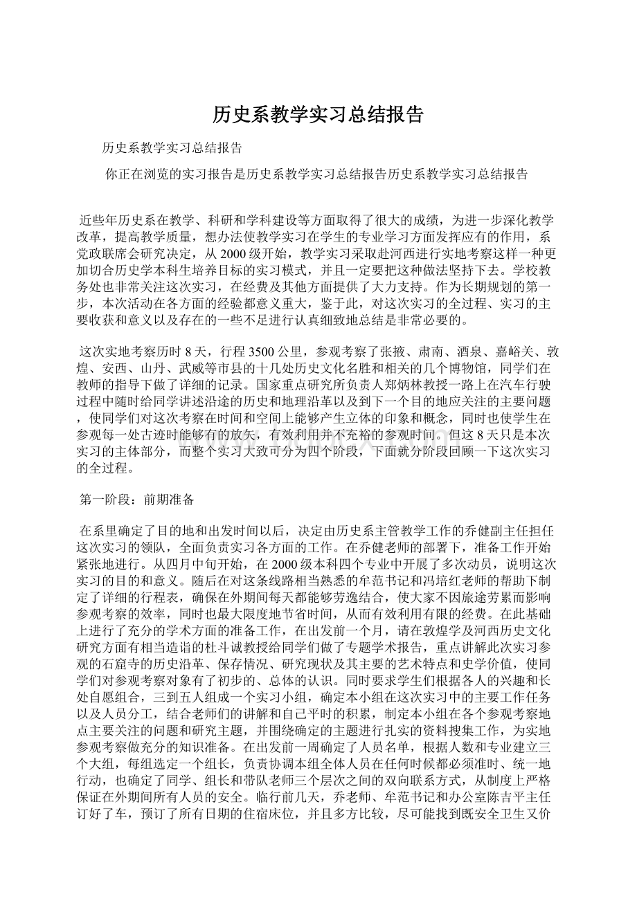 历史系教学实习总结报告.docx