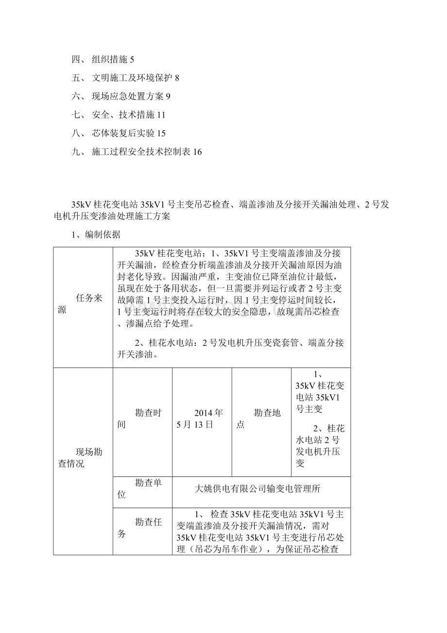 修改版35kV桂花变电站1号主变漏油吊芯处理施工方案1文档格式.docx_第2页