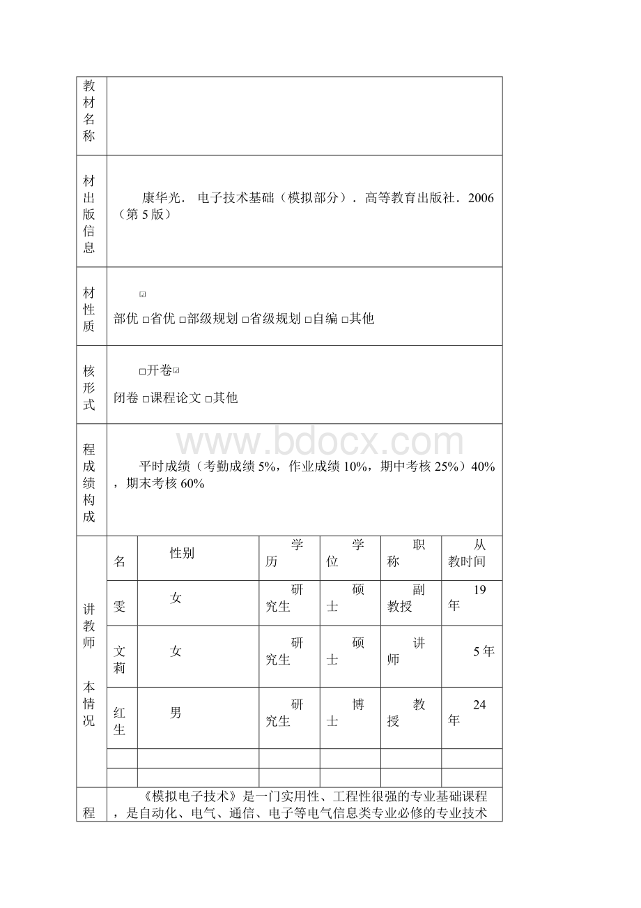 模拟电子技术课程及实验大纲要点.docx_第2页