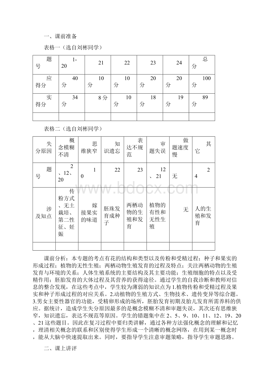 八年级生物下册 第6专题 生物的生殖和发育讲评教案 济南版Word格式.docx_第2页