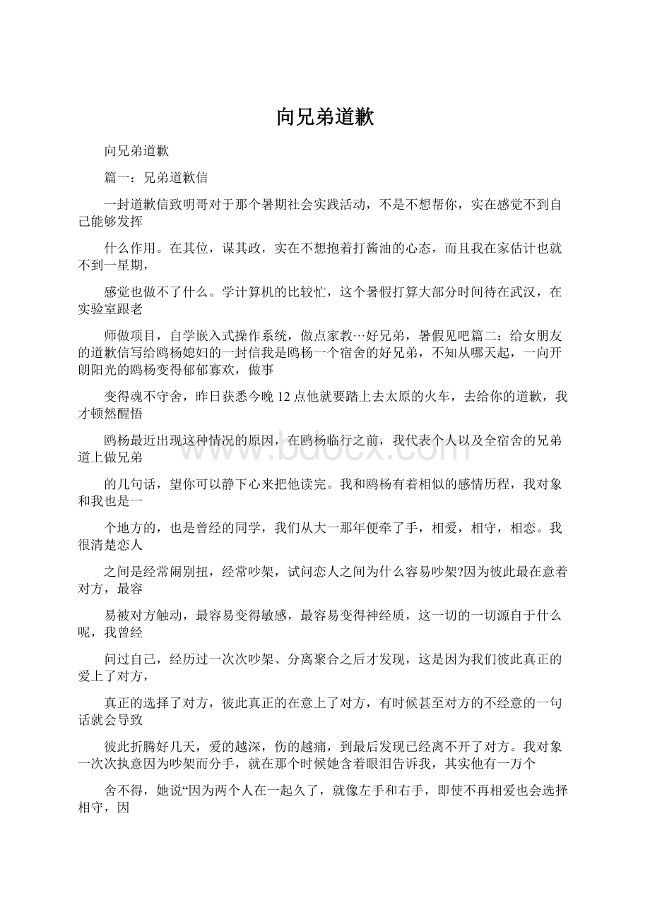 向兄弟道歉文档格式.docx_第1页