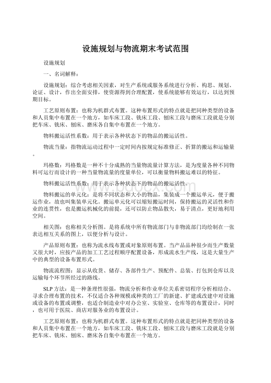 设施规划与物流期末考试范围.docx_第1页