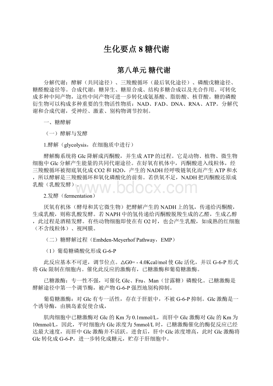 生化要点8糖代谢Word文档下载推荐.docx_第1页