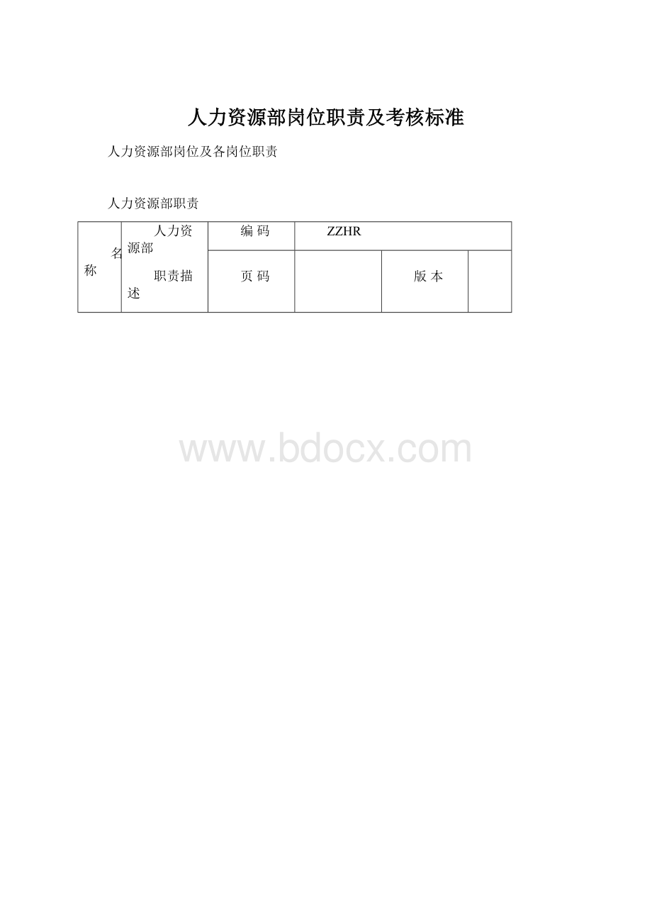 人力资源部岗位职责及考核标准Word格式文档下载.docx