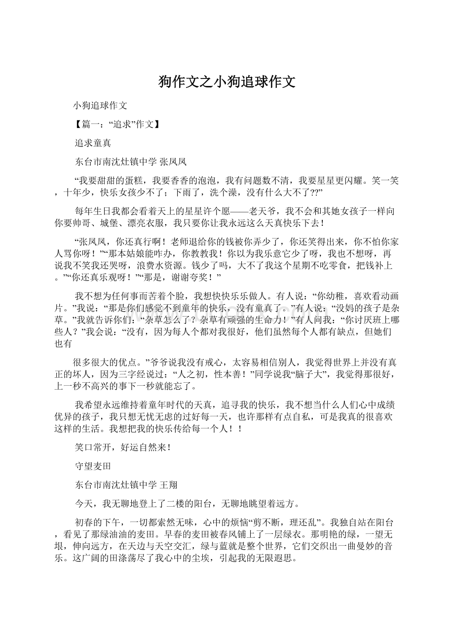 狗作文之小狗追球作文Word文档格式.docx