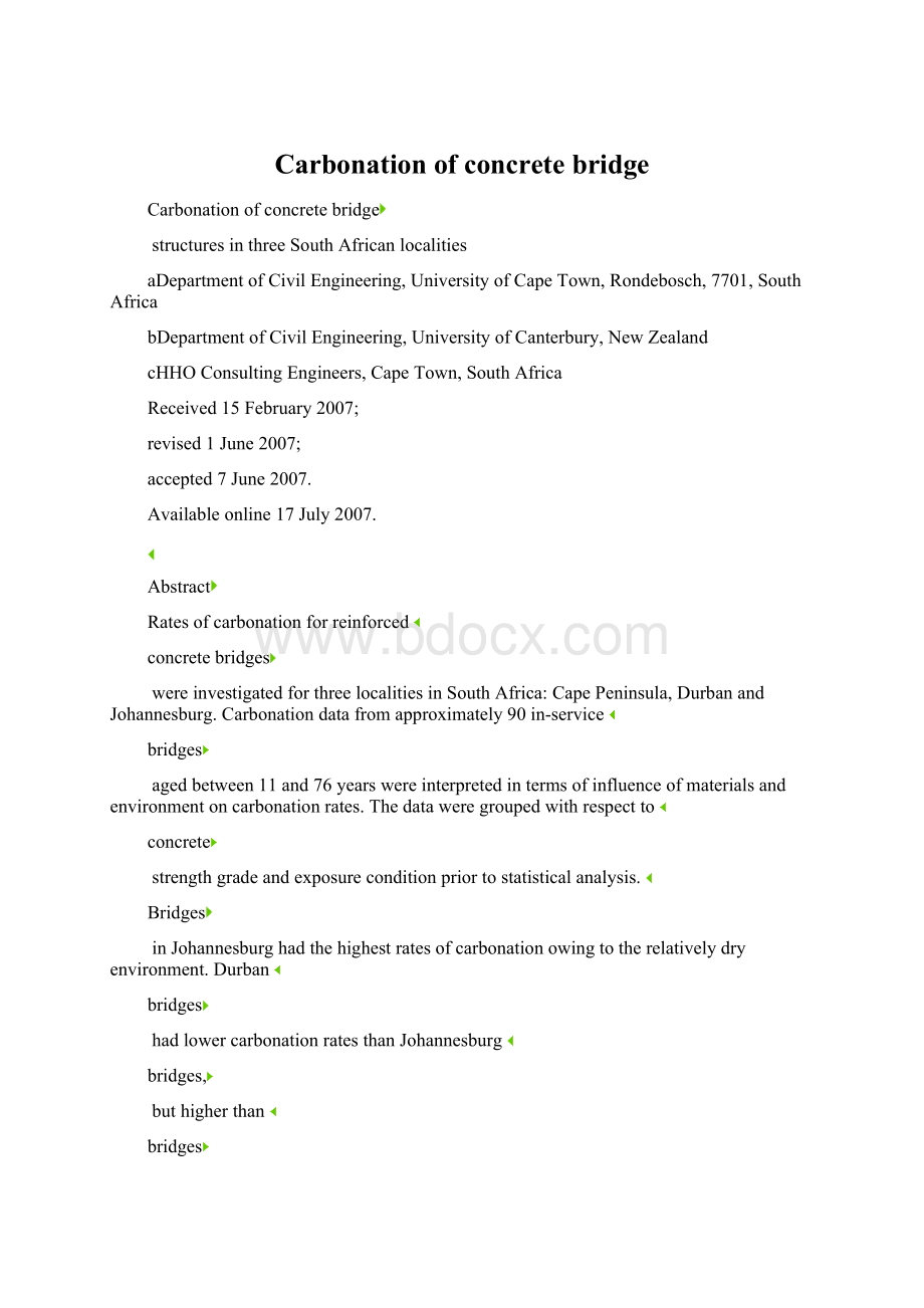 Carbonation of concrete bridge.docx