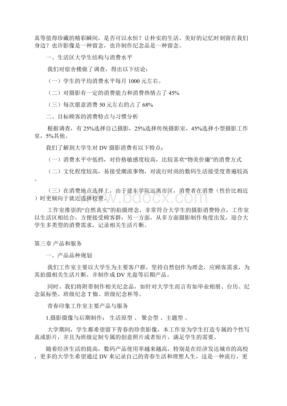 精选青春印象摄影及动漫影像工作室项目商业计划书Word文档格式.docx_第3页