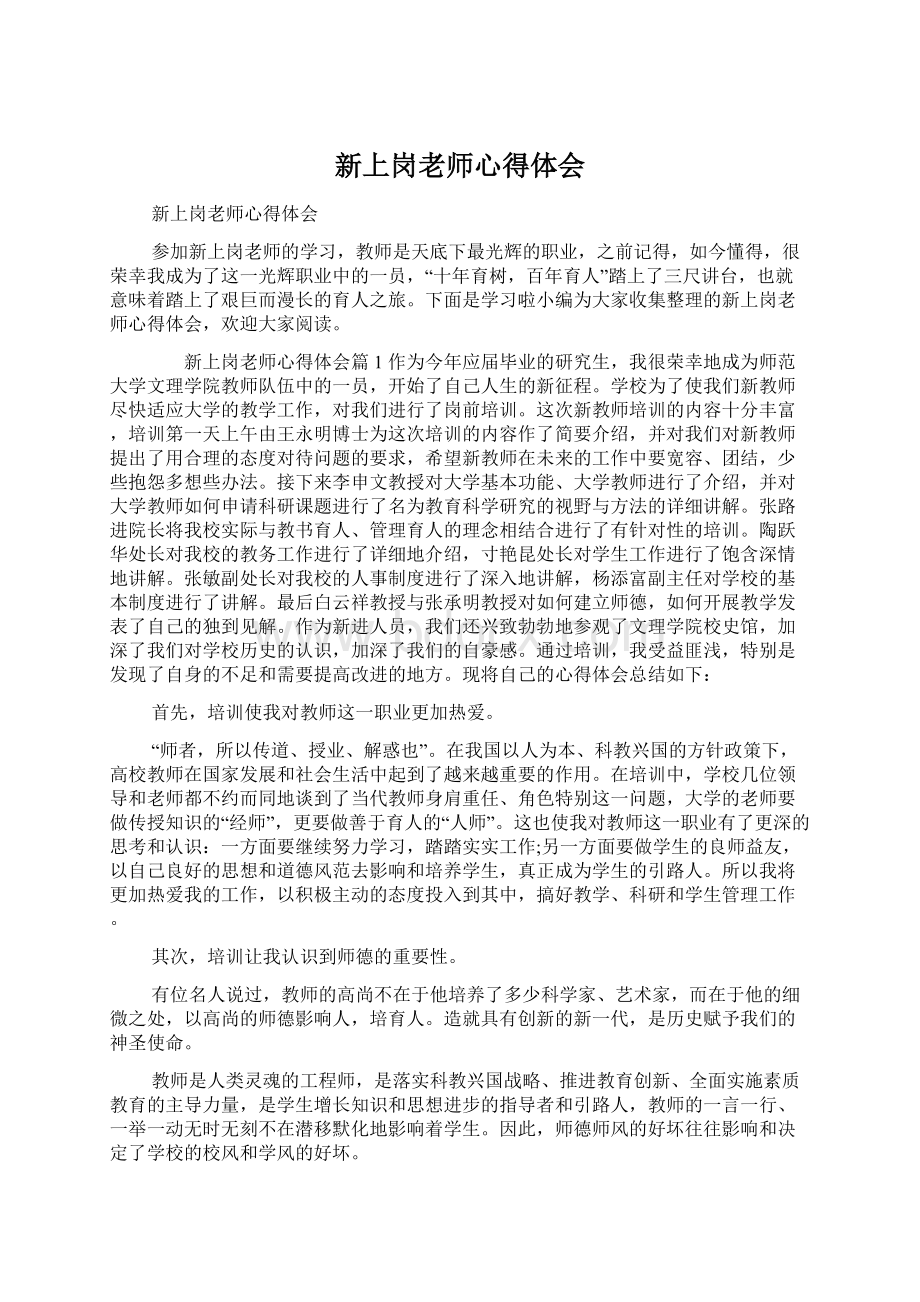 新上岗老师心得体会.docx