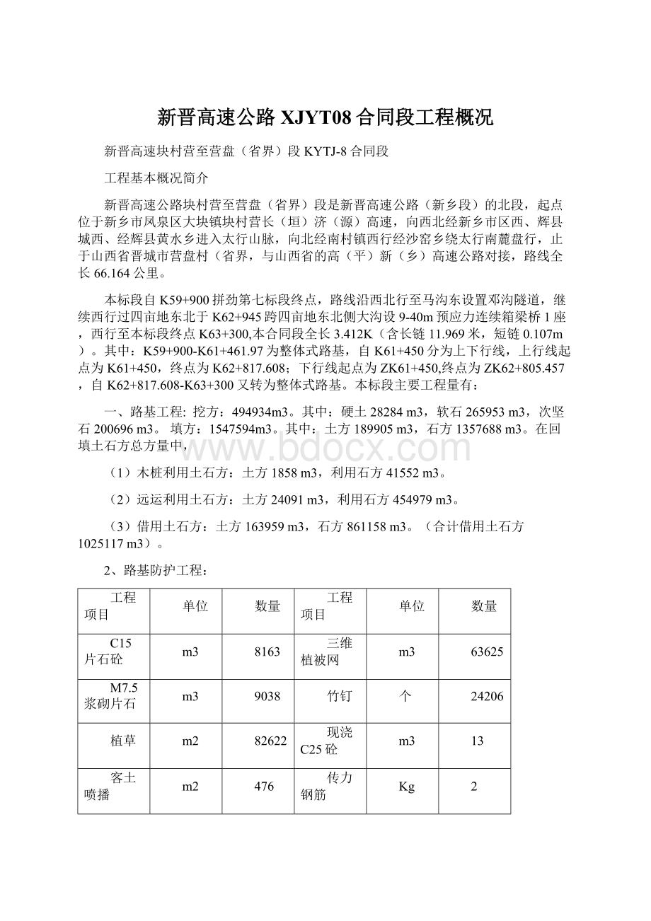 新晋高速公路XJYT08合同段工程概况Word格式.docx_第1页