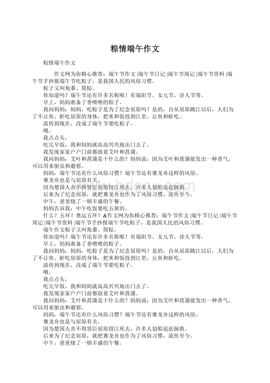 粽情端午作文Word格式文档下载.docx