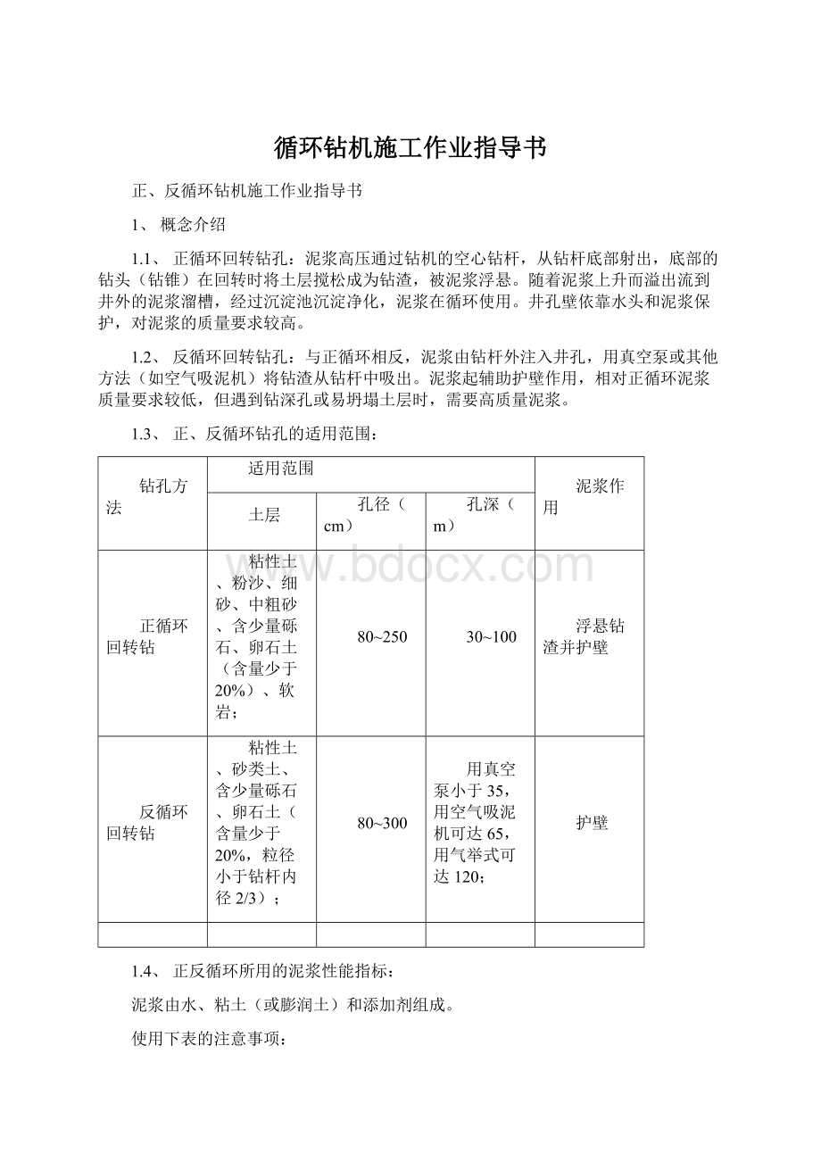 循环钻机施工作业指导书.docx_第1页