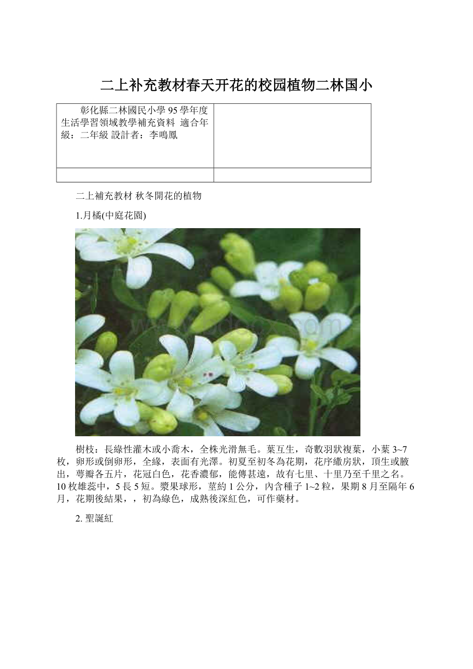 二上补充教材春天开花的校园植物二林国小.docx_第1页