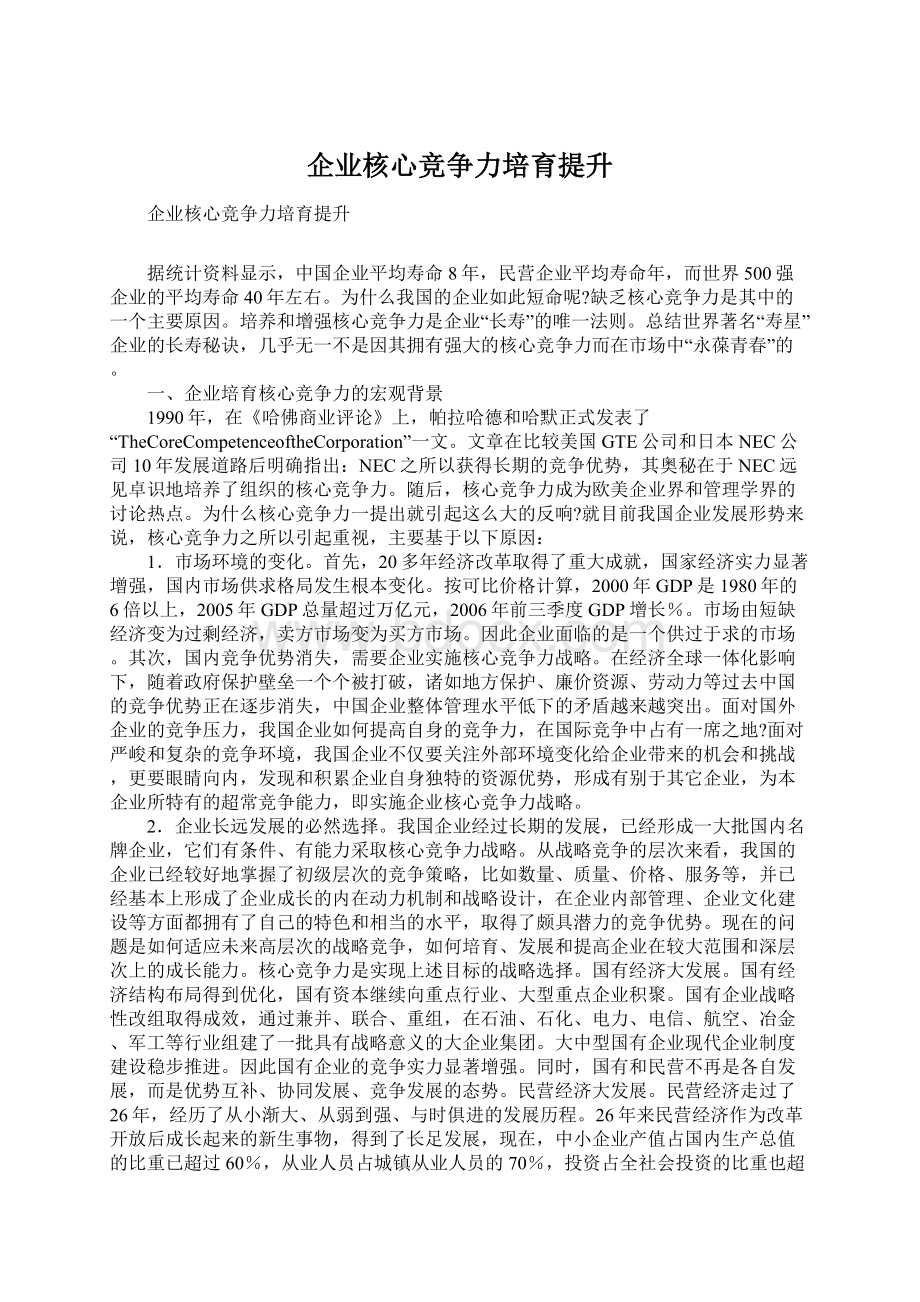 企业核心竞争力培育提升.docx