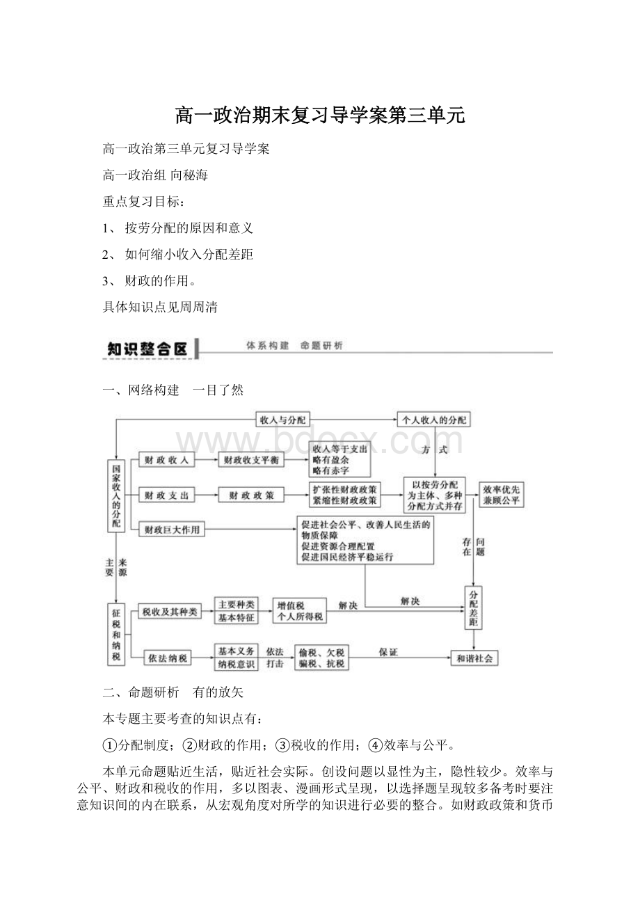 高一政治期末复习导学案第三单元.docx_第1页